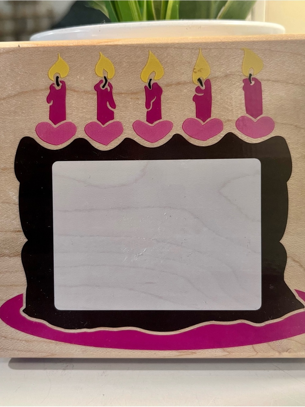 1998 Posh Impressions wooden and rubber large stamper - large bday cake